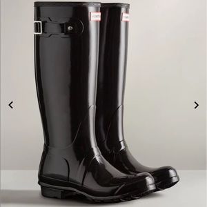 Hunter Rainboots Tall Glossy Black Size 8